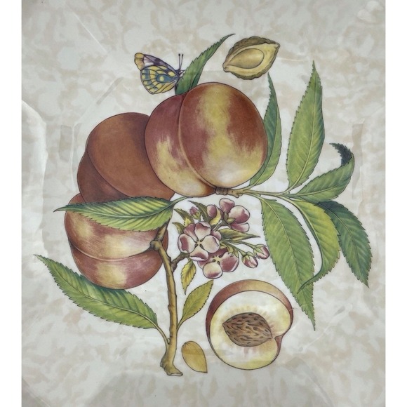 Vintage Serving Bowl Ceramic Octagon Peach Butterfly Floral Design Made in Italy - Picture 4 of 7